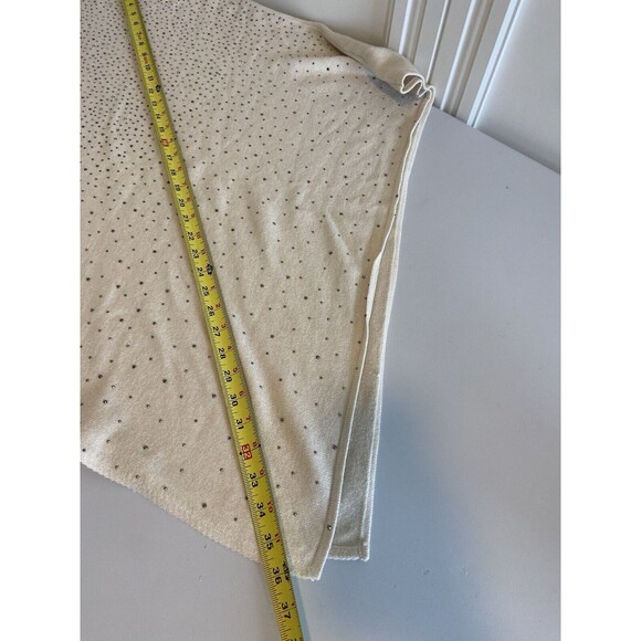 Ming Wang Poncho Sweater O/S Ivory Women's Rhinestone Look Beads Super Soft - Picture 7 of 9